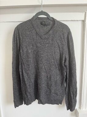 rag & bone Men's Dark Heather Charcoal V-Neck Sweater
